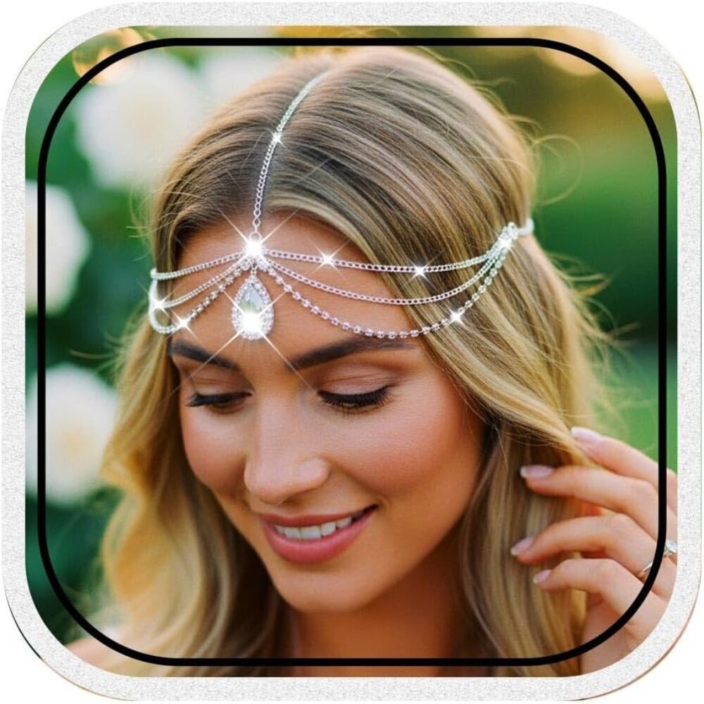 Crystal Bohemia Hair Head Chain Bridal Wedding Party Jewelry Accessories